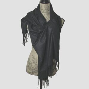Very Black Cashmere Feel Pashmina Shawl Wrap 58x41 Soft Large Scarf Gift NWOT